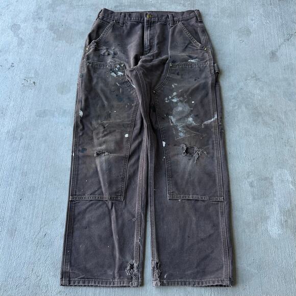 Vintage Y2K Carhartt DKB brown double knee work wear carpenter pants - Picture 1 of 9